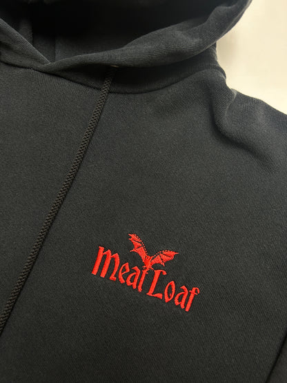 Vintage 90s Meatloaf Bat Embroidered Band Music Hooded Sweatshirt Size XL