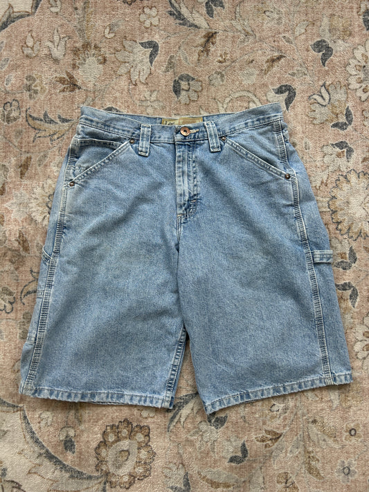 Lee Dungarees Carpenter Work Wear Light Wash Jean Jorts Shorts Size 30W