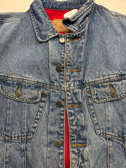 Vintage Gap Denim Lined Zip Up Hybrid Trucker Style Jacket Size L