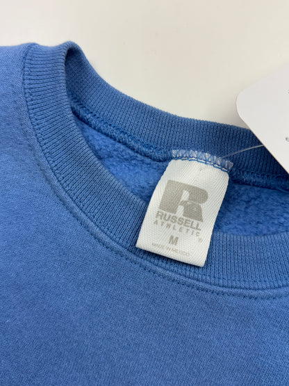 Russell Athletic Cropped Boxy Fit Blank Crewneck Sweatshirt Size M Womens Baby Blue