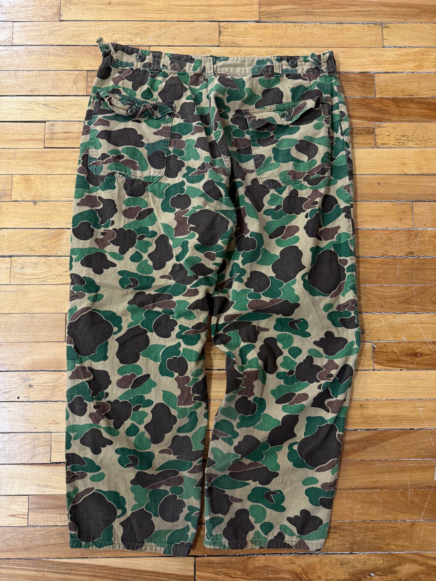 Vintage 70s/80s Military Fatigue 107 Duck Camo Hunter Light Weight Pant Size 40W