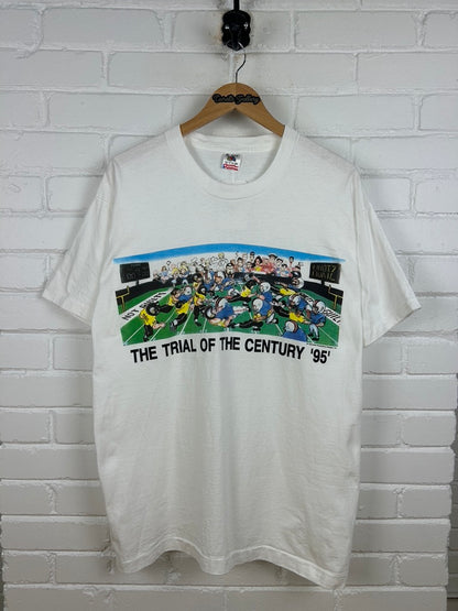 Vintage 1995 Trial Of The Century OJ Simpson Guilty Not Guilty Football T Shirt Size XL