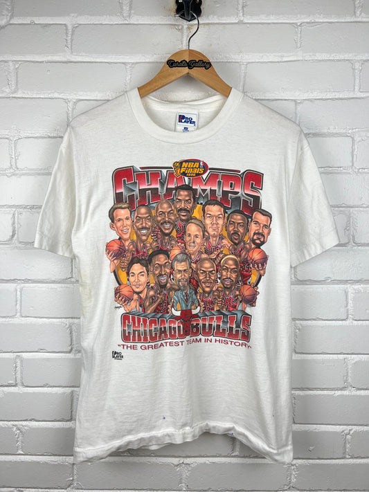 Vintage 1996 Chicago Bulls NBA Champs Greatest Team In History Pro Player Caricature Size S