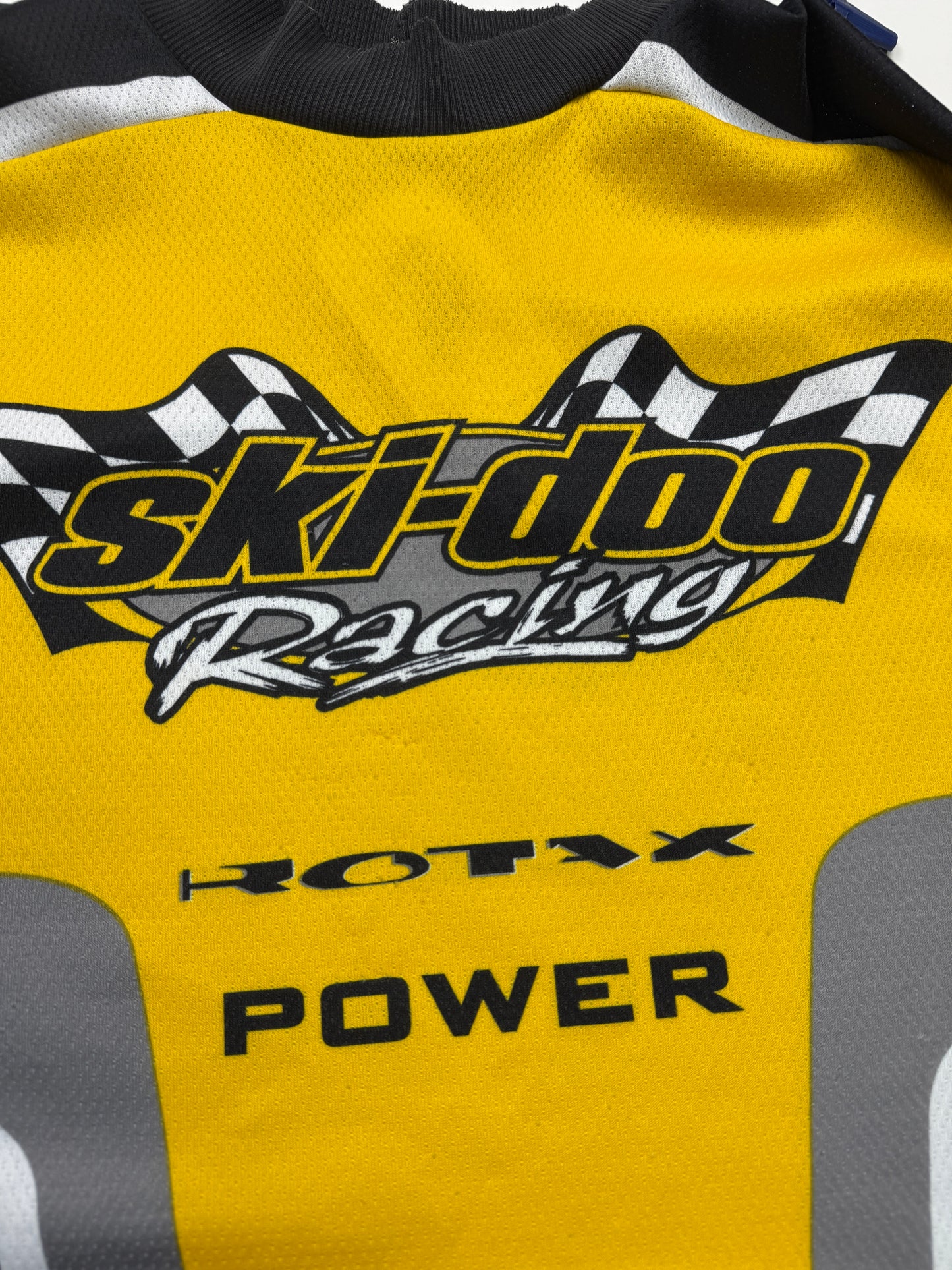 Vintage 90s Ski Doo Racing Rotax Power Snow Gear Jersey Size XL Yellow