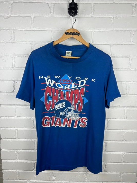 Vintage 1990 New York Giants World Champs NFL Football T Shirt Size L 90s