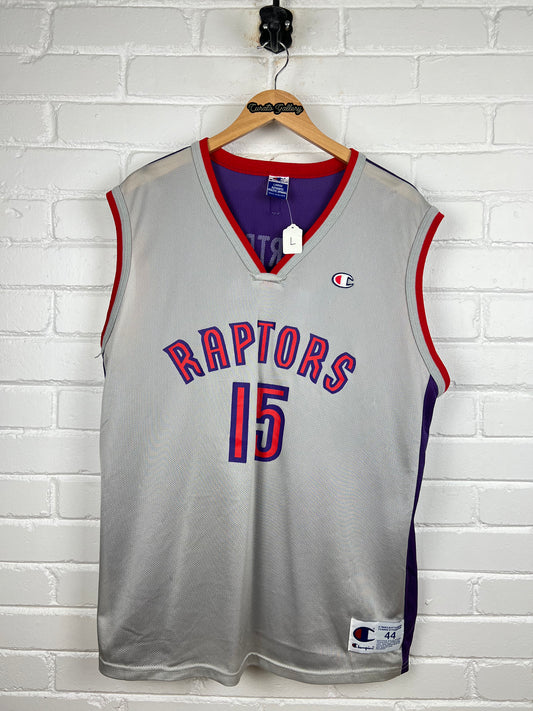 Vintage 90s Vince Carter #15 Toronto Raptors Champion Wild Shoulder NBA Jersey Size L44