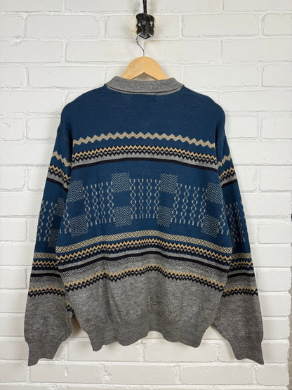 Vintage Lawman Classics 1/4 Button Collared Knit Sweater Size XL