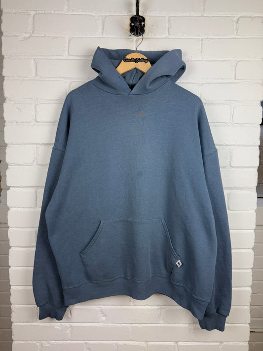 Vintage Russell Athletic Cropped Boxy Fit Blank Hooded Sweatshirt Size XXL Powder Blue