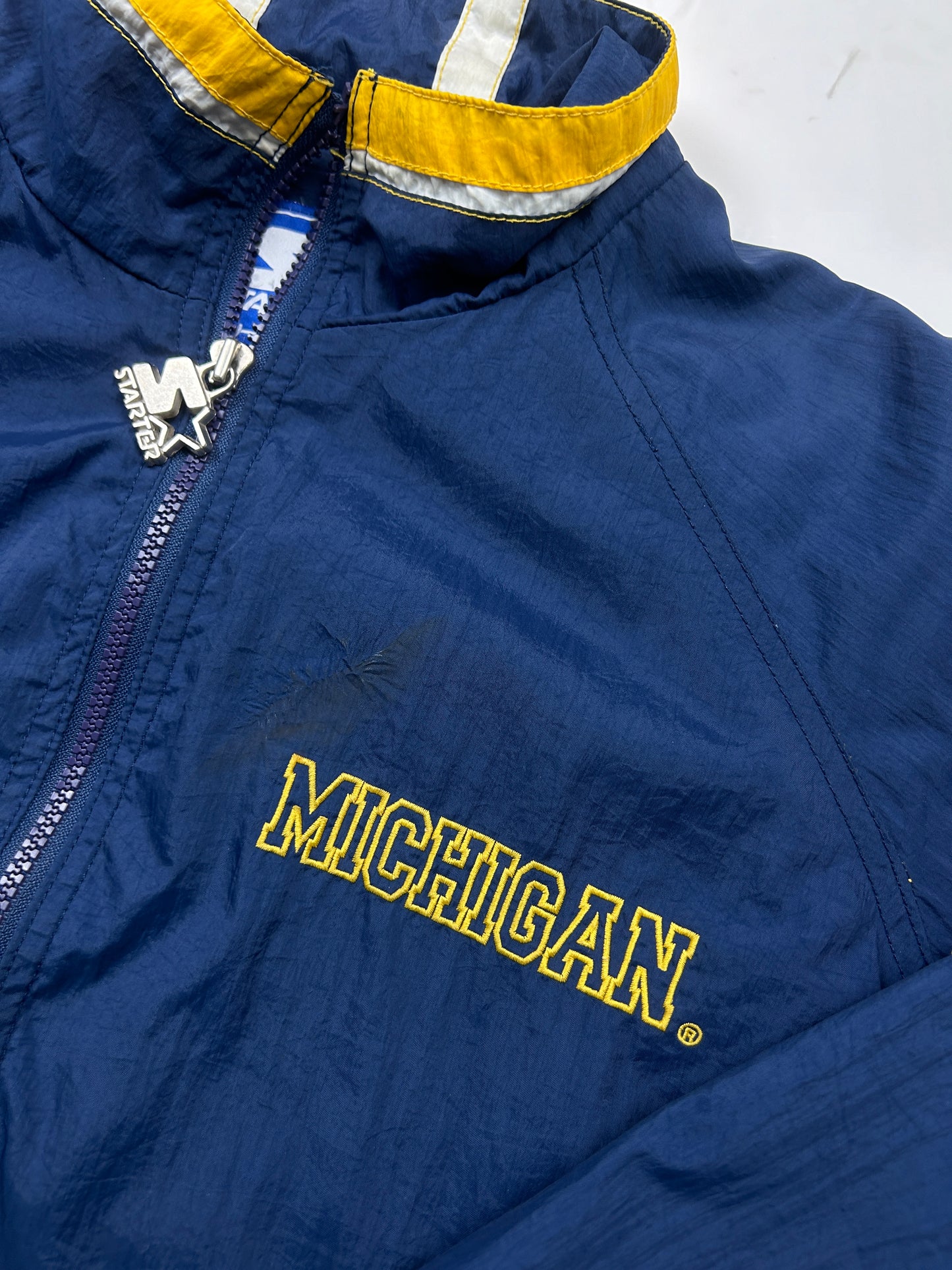 Vintage 90s Michigan Wolverines Starter Embroidered Big Logo Windbreaker Size M