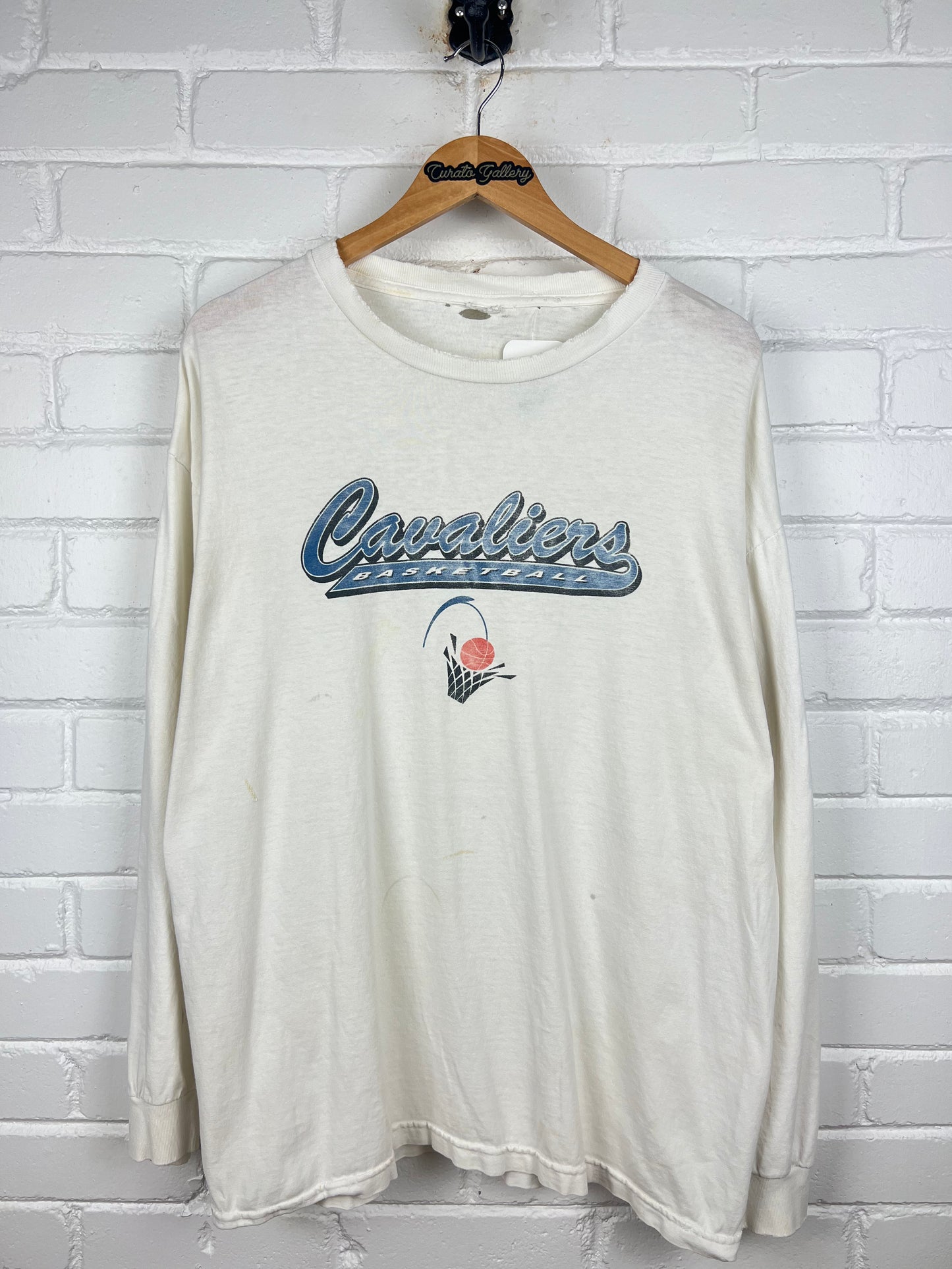 Vintage Cleavland Cavaliers NBA Basketball Script Graphic Long Sleeve T Shirt XL
