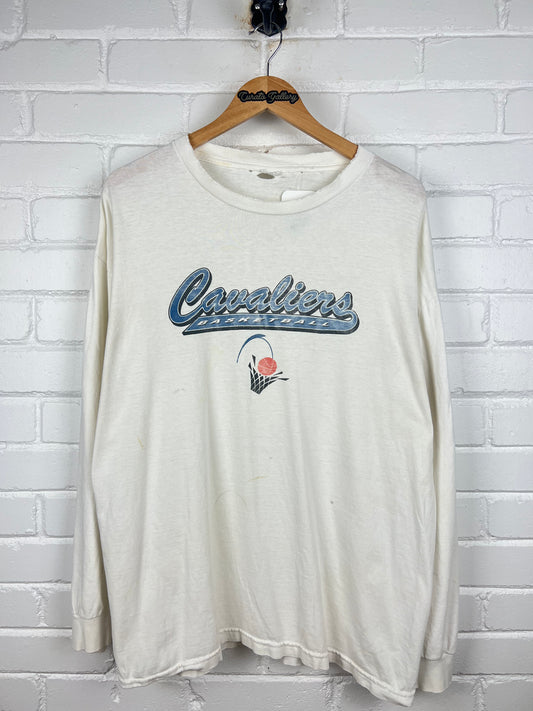 Vintage Cleavland Cavaliers NBA Basketball Script Graphic Long Sleeve T Shirt XL