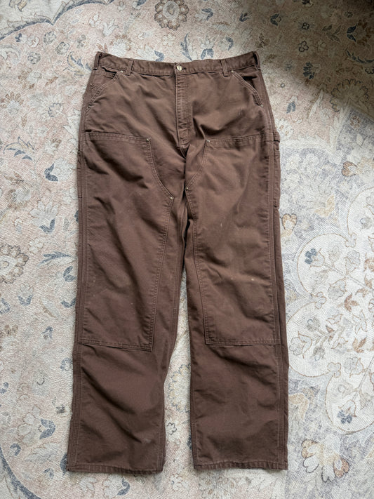 Vintage Carhartt Canvas Work Wear Loose Fit Double Knee Pants Size 40W Brown