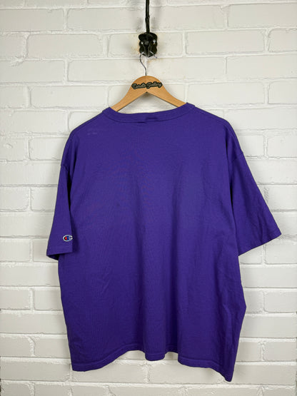Vintage 90s Milwaukee Bucks NBA Basketball Champion Cropped Boxy T Shirt Size XXL Purple