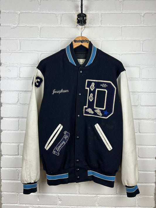 Vintage 90s Stitched Two Tone Wool Varsity Letterman Jacket Size L