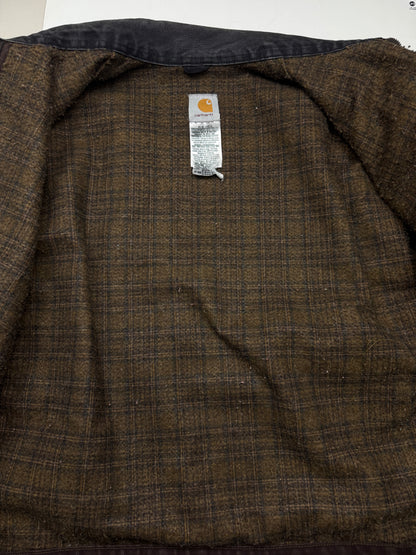 Vintage Carhartt Blanket Lined Brown Canvas Detroit Cropped Jacket Size XL J97 DKB