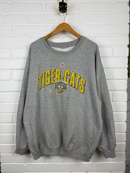 Vintage 1999 Hamilton Tiger Cats Arc Spell Out Starter Graphic Sweatshirt Size XL 90s
