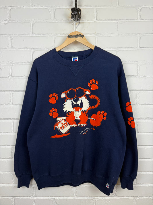 Vintage 90s Clemson Tigers Love Those Tigers Russell Athletic Puff Print Sweatshirt Size XL