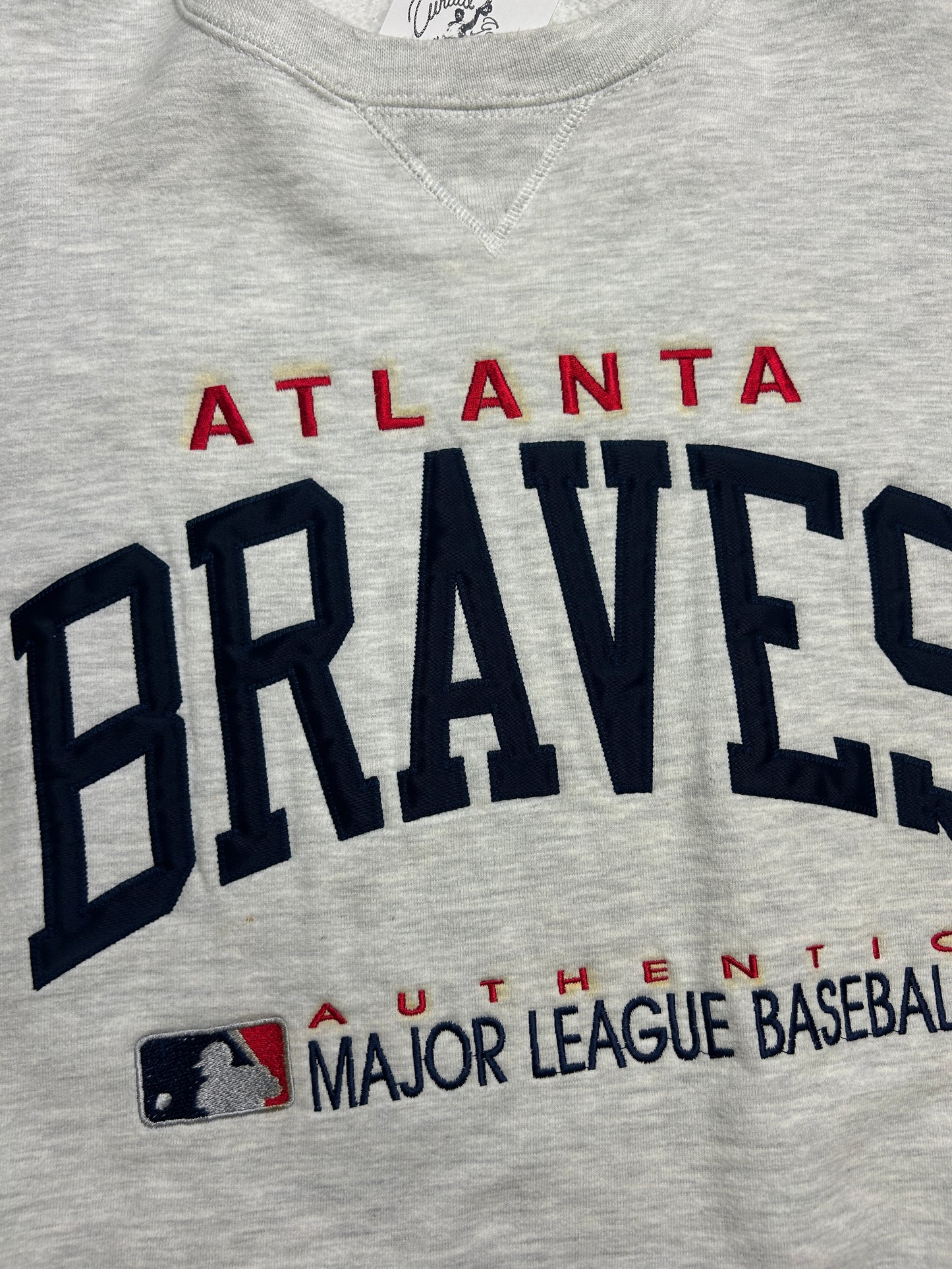 Vitnage 90s Atlanta Braves Embroidered MLB Baseball Russell Athletic Sweatshirt Size XXL