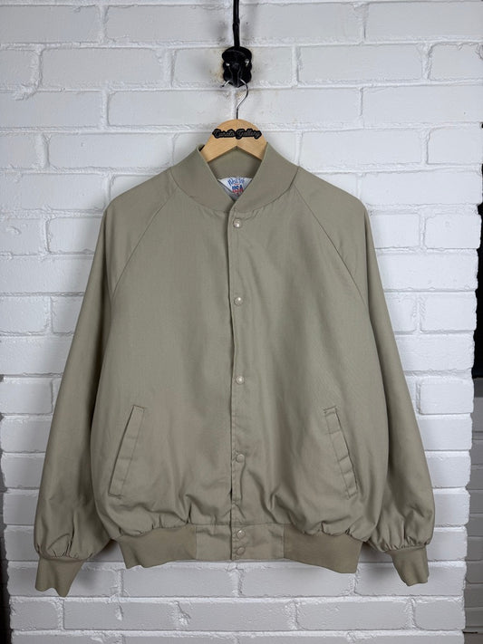 Vintage 80s/90s West Ark Quilted Lined Bomber Jacket Size XL Made In USA Beige