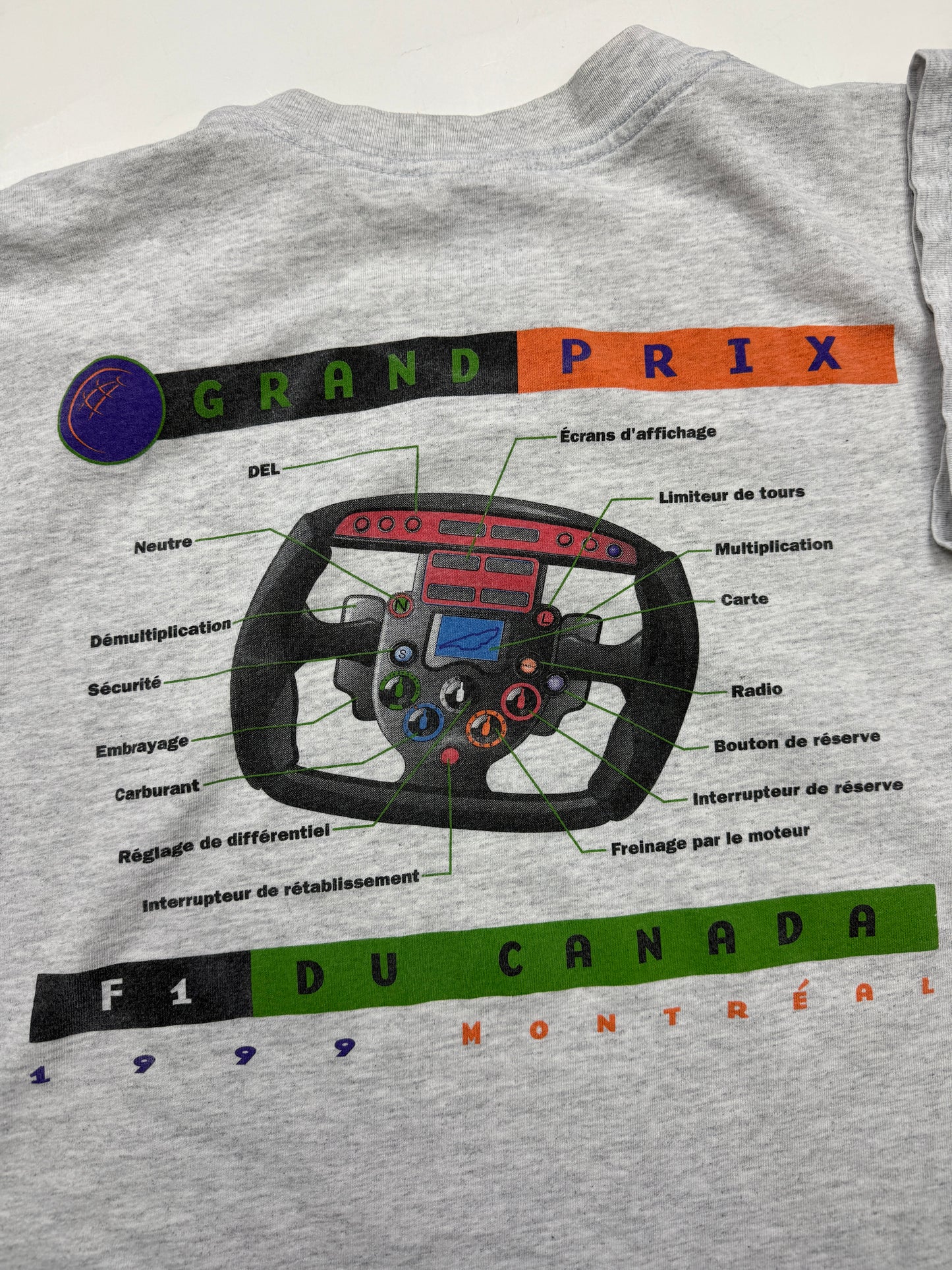 Vintage 1999 Grand Prix F1 Canada Montreal Racing World Flags Wheel T Shirt XL 90s
