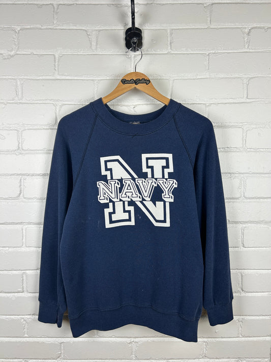 Vintage 80s Navy Blue US Army Graphic Sweatshirt Size L