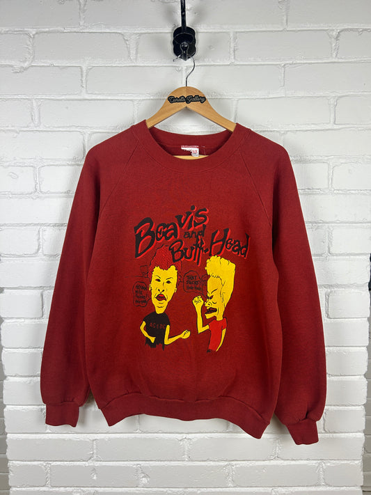 Vintage 90s Beavis And Butthead Cartoon Graphic Crew Neck Sweatshirt Size L