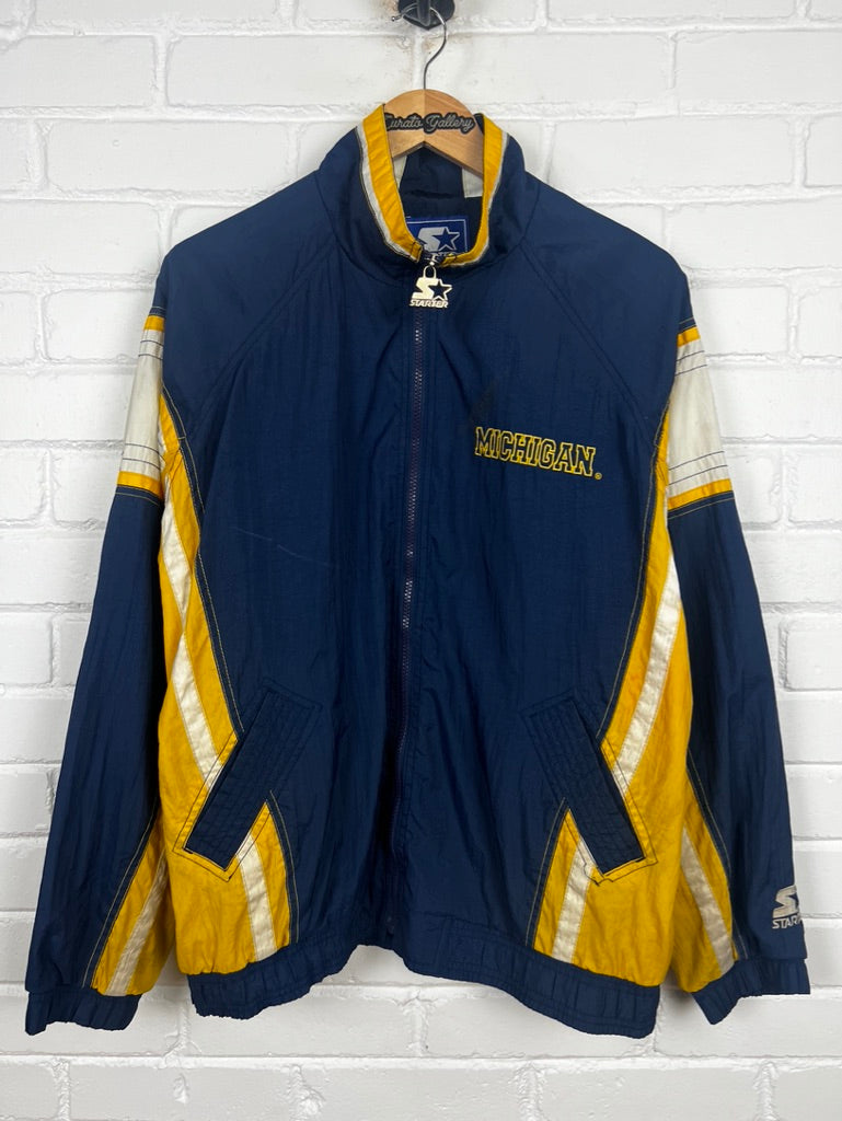 Vintage 90s Michigan Wolverines Starter Embroidered Big Logo Windbreaker Size M