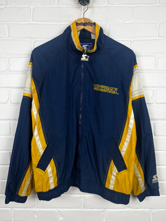 Vintage 90s Michigan Wolverines Starter Embroidered Big Logo Windbreaker Size M