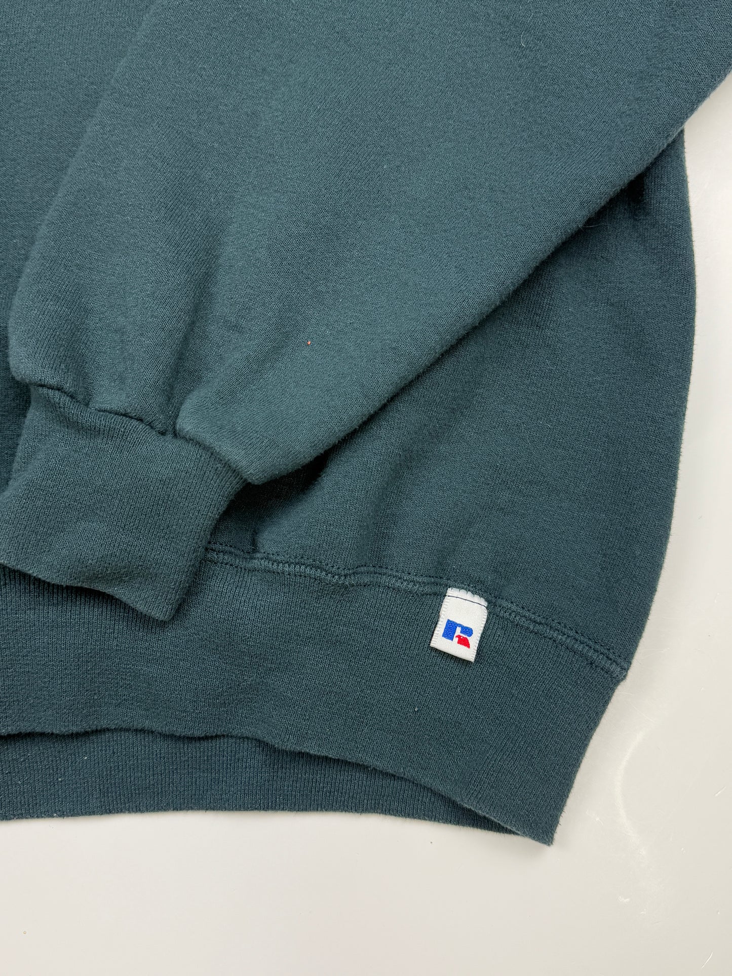 Vintage 90s Russell Athletic Boxy Fit Blank Turtleneck Sweatshirt Size XL Dark Blue Green