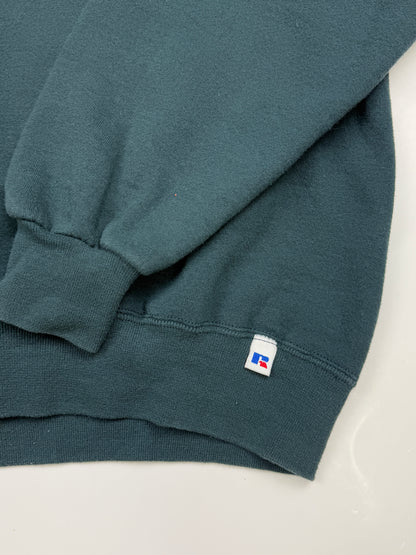 Vintage 90s Russell Athletic Boxy Fit Blank Turtleneck Sweatshirt Size XL Dark Blue Green