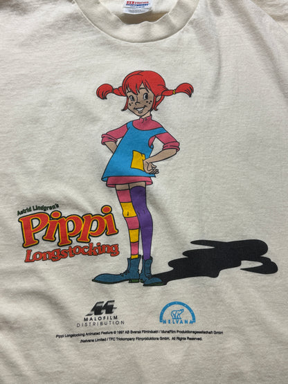 Vintage 1997 Pippi Longstocking Astrid Lindgrens Cartoon Animated Feature Promo Shirt T Shirt Size XL