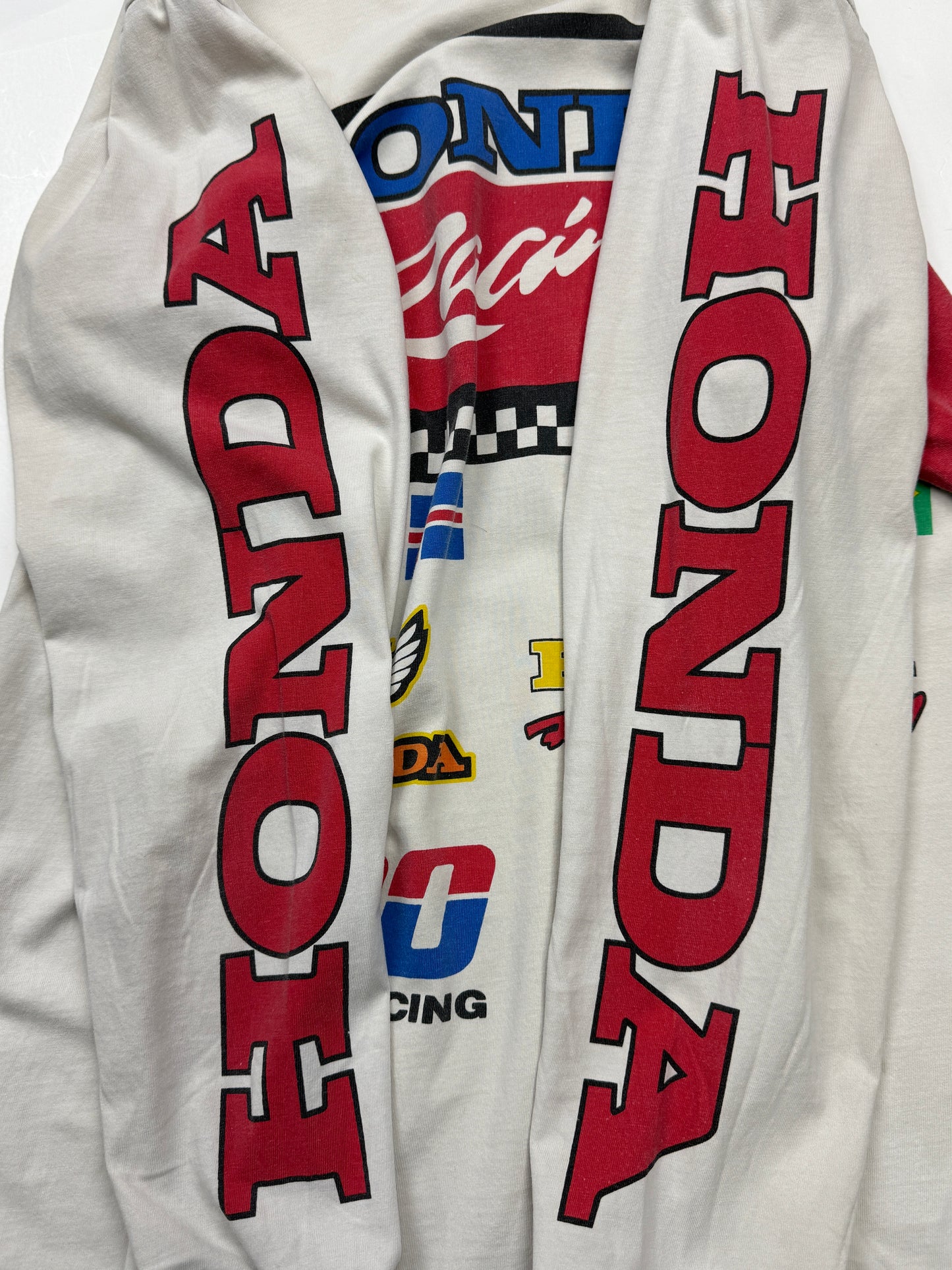 Vintage 90s Honda Racing 500 Flags Sleeve Spell Out Long Sleeve T Shirt Size L