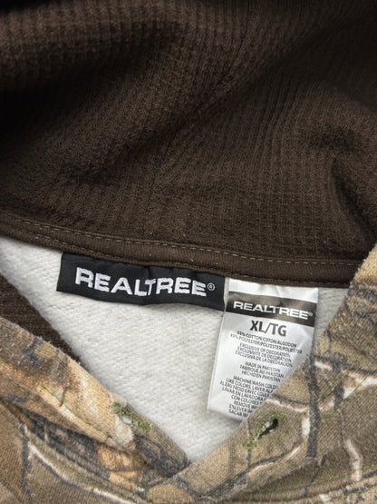 Real Tree XTRA Embroidered Logo All Over Print Camo Hooded Sweatshirt Size XL