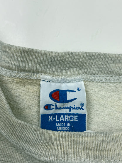 Vintage 90s Champion Embroidered Spell Out Crewneck Sweatshirt Size XL Heather Gray