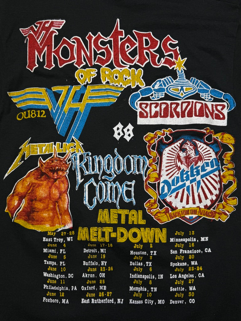 Vintage 1988 Van Halen Monsters Of Rock Metal Madness Metallica Band T Shirt Size M 80s