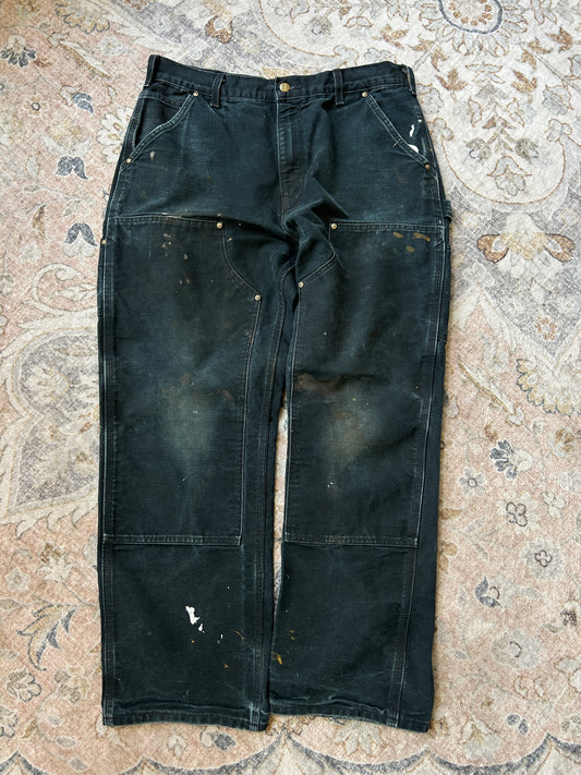 Vintage Carhartt Canvas Work-Wear Double Knee Loose Original Fit Pant Size 33W Black