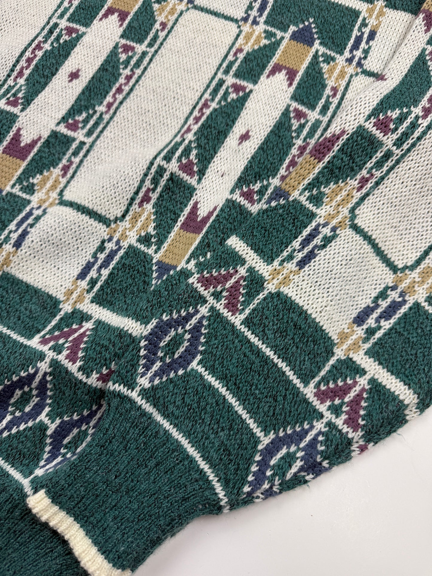 Vintage 90s Hennesy By Van Heusen Abstract Print Acrylic Knit Sweater Size L