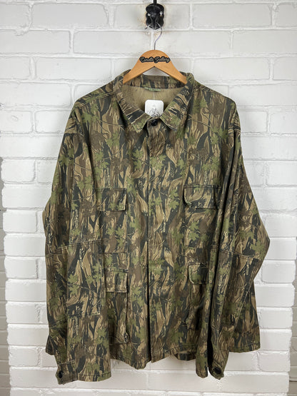 Vintage Smokey Branch Camo Hunting Button Up Light Overcoat Jacket Size XXXL