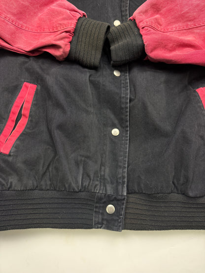 Vintage 90s Duracell Im Walkin Fish Embroidered Two Tone Bomber Varsity Jacket Size XL