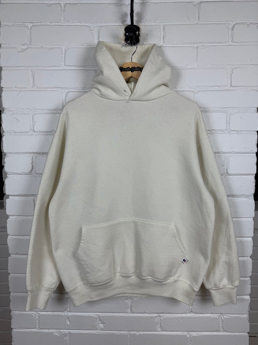 Vintage Russell Athletic Cropped Boxy Fit Blank Hooded Sweatshirt Size XL White