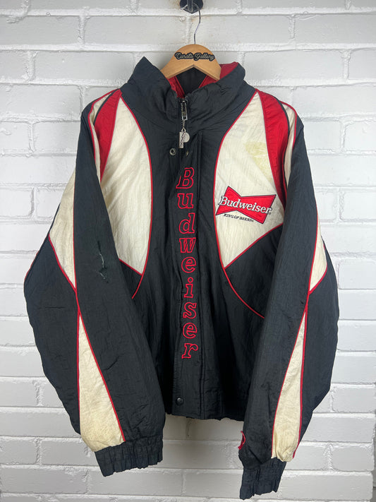 Vintage 90s Budweiser King Of Beers Embroidered Insulated Pro Player Jacket Size L