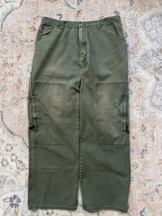 Vintage Y2K Plugg Double Knee Utility Pocket Baggy Carpenter Style Denim Pants Size 37W
