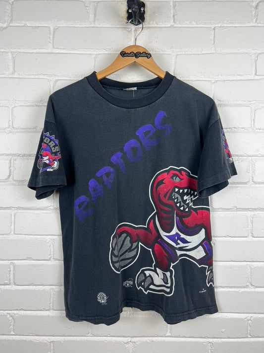 Vintage 1994 Toronto Raptors Big Logo Wrap Around Print NBA T Shirt Size S
