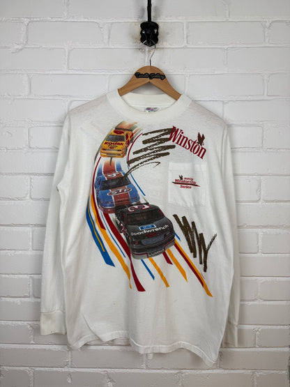Vintage 1992 NACAR Winston Cup Series Racing Pop Art Long Sleeve T Shirt Size XL 90s