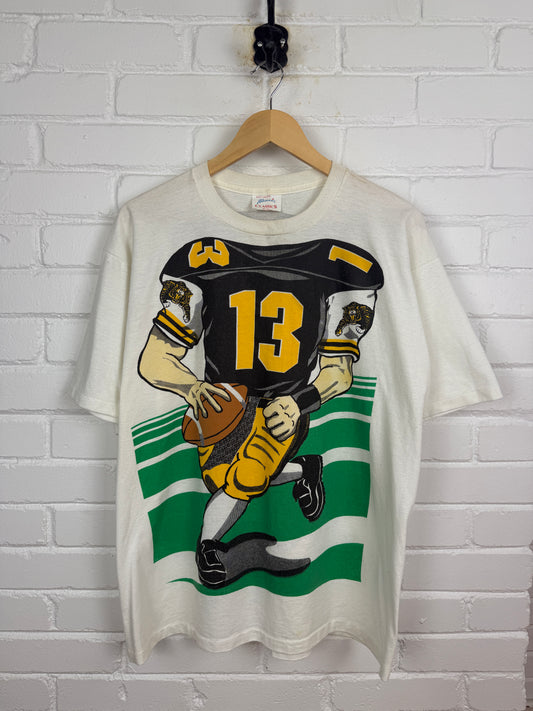 Vintage 90s Hamilton Tiger-Cats CFL Football Headless Player #13 T Shirt Size XL