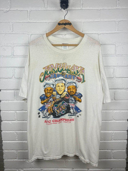 Vintage 1997 Super Bowl XXXI New England Patriots Jambalaya NFL T Shirt XXL 90s