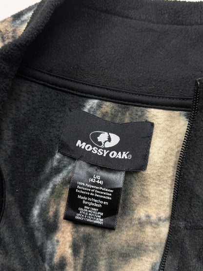 Mossy Oak Tree Camo Embroidered Logo AOP Fleece Full Zip Sweater Size L