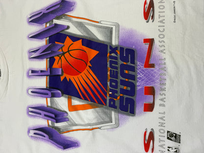 Vintage 90s Phoenix Suns NBA Basketball Magic Johnson Ts Big Graphic T Shirt Size XL