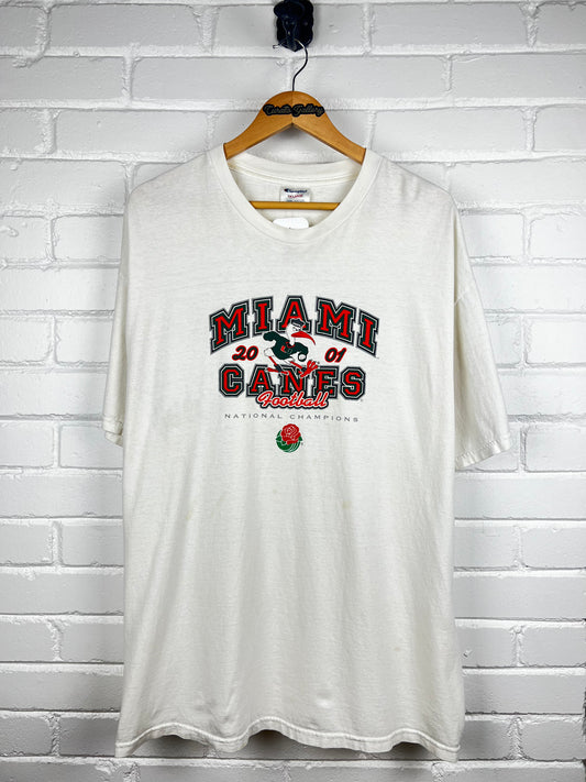 Vintage 2001 Miami Hurricanes National Champs Football Champion T Shirt Size XXL