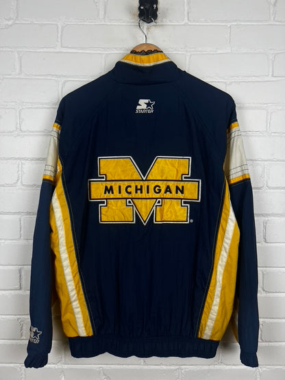 Vintage 90s Michigan Wolverines Starter Embroidered Big Logo Windbreaker Size M